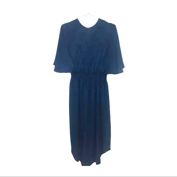 Current Air Los Angeles blue midi dress flutter sleeves flower pattern size xs - Picture 2 of 7